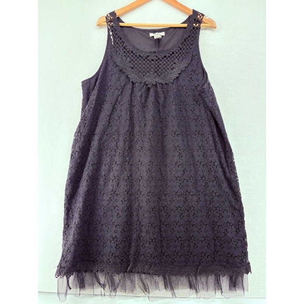 Women's Size 2X Pinky Brand‎ Vintage Lace Black Shift Dress Sleeveless Whimsical